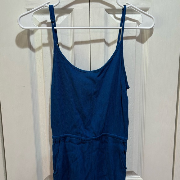 FOREVER 21 Women’s Adjustable Pleated Pocketed Romper /Swim Cover Up blue size S - Picture 3 of 7